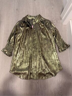 Gold Shimmer Button Down Top